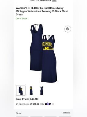 Women's G-Ill 4Her by Carl Banks Navy Michigan Wolverines Training Vneck Dress